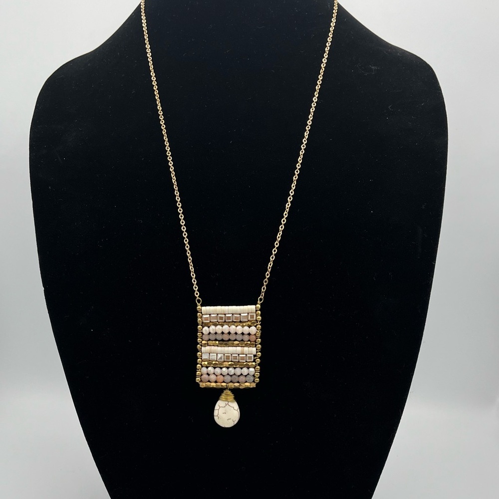 NWT - Modern Boho Necklace – Mixed Metals & Teardrop Accent